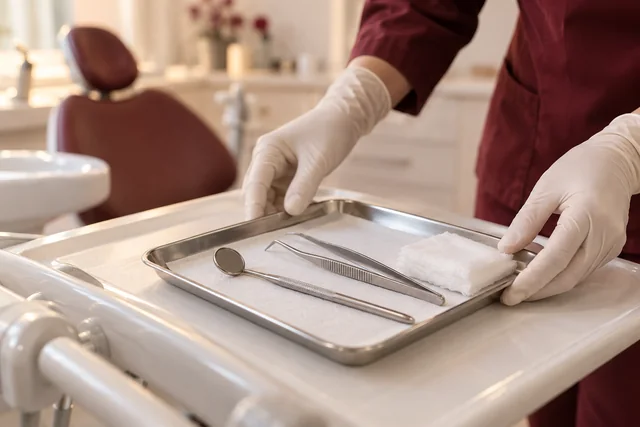 Instrumentos preparados para cuidados de cirurgia oral